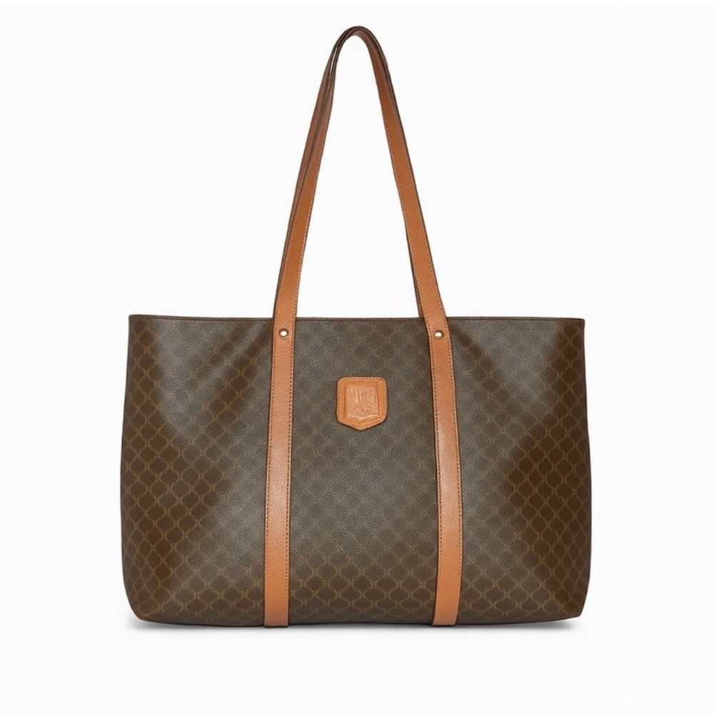 Céline Vintage Brown Leather Macadam Large Tote